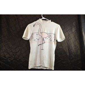 Cycling Jersey Flamingo Palm Trees 1985 Small 1/4 Zip Bike Shirt Vigorelli Vtg